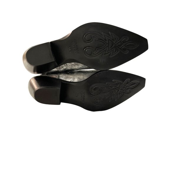 Free People Silver Way Out West Distressed Metallic Western Cowboy Boots 8.5 - Picture 7 of 10